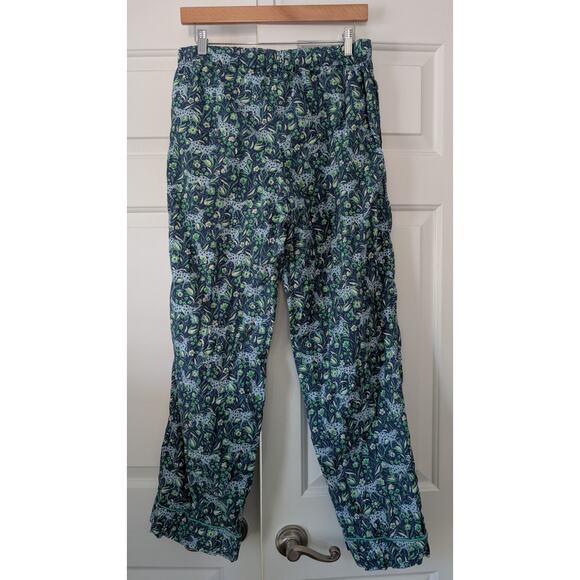 J. Crew Cotton Poplin Pajamas Fauna Floral Blue Leopard - Picture 13 of 13